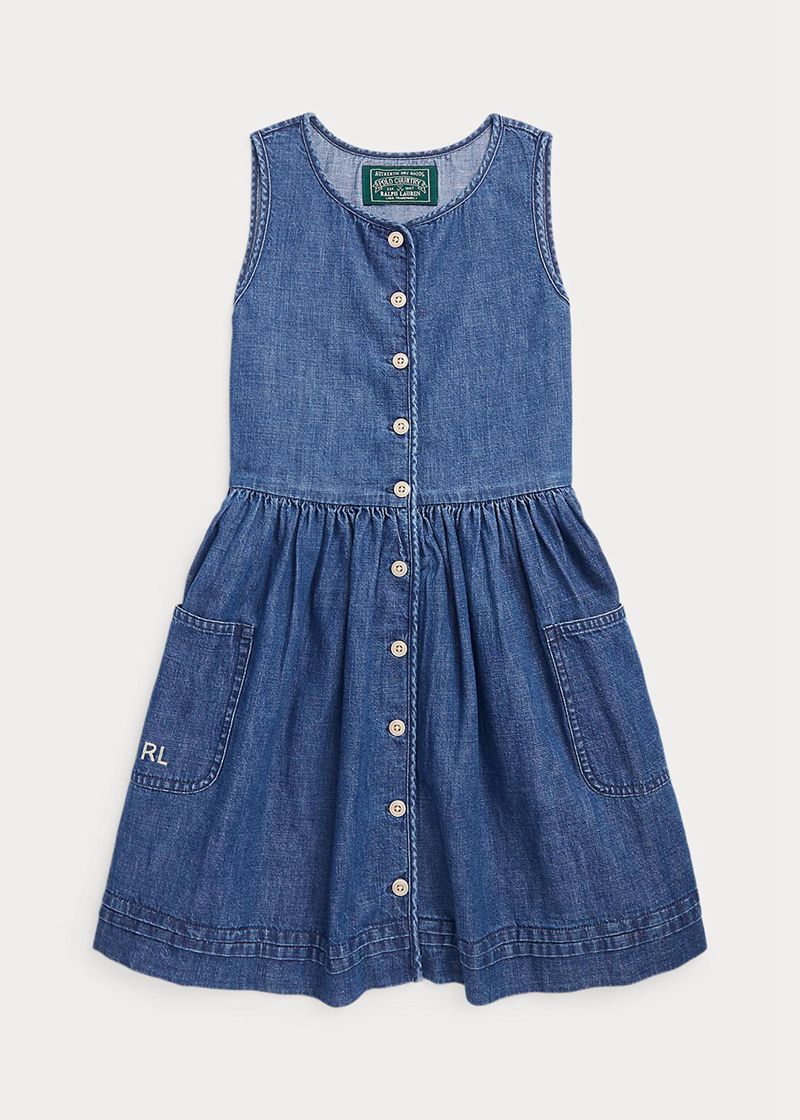 Vestidos Polo Ralph Lauren Niña 7-14 Años Cotton Denim Chile Azules LIBWH-6594